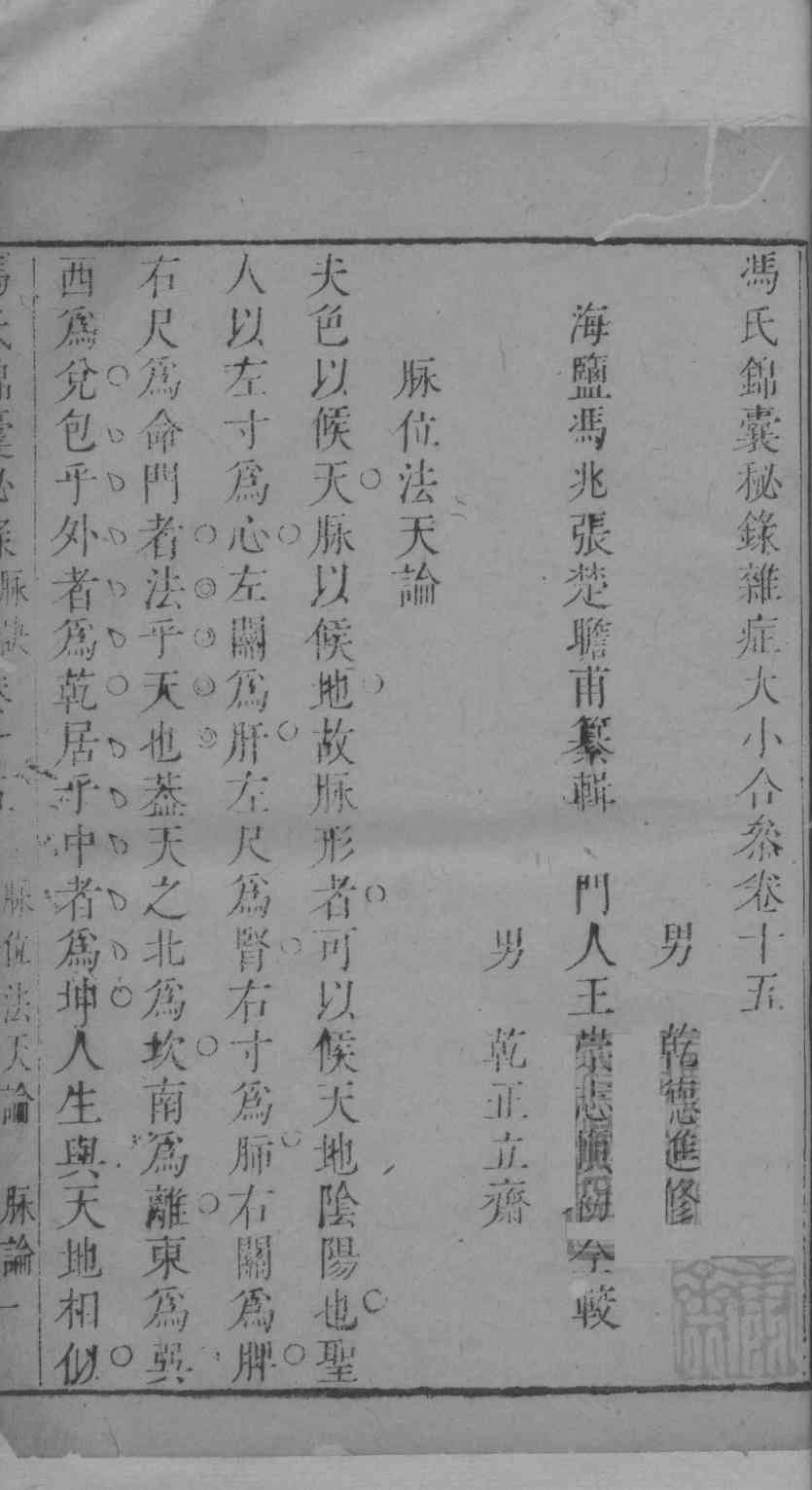 冯氏锦囊秘录杂症大小合叅  卷15